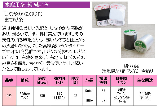 '【フジックス】タイヤー 絹手縫糸 カード