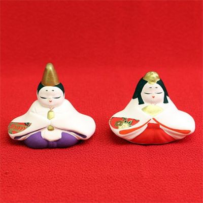 ひなまつり飾り (陶器製) ひな人形 小 おびな・めびな各1個入