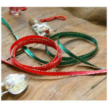 【クリスマス】エッジラメサテンリボン 巾約3mm 【1m単位の切り売り販売】
