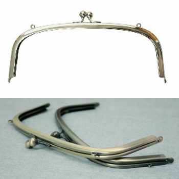 【両カン付】口金(がま口)差込タイプ(紙紐入)/W21xH10cm 丸型(両カン付) シルバー