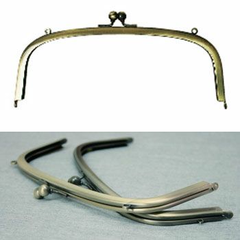 【両カン付】口金(がま口)差込タイプ(紙紐入)/W21xH10cm 丸型(両カン付) アンティークゴールド