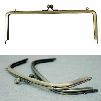 【両カン付】口金(がま口)差込タイプ(紙紐入)/W21.5xH9cm 角型(両カン付) アンティークゴールド