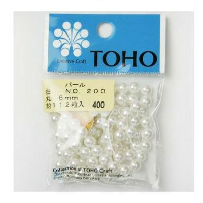 TOHO パールビーズ 白 丸 6mm 約112粒入 No.200