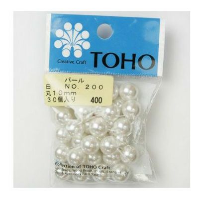 TOHO パールビーズ 白 丸 10mm 約30粒入 No.200