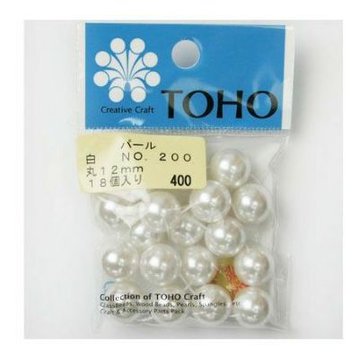 TOHO パールビーズ 白 丸 12mm 約18粒入 No.200
