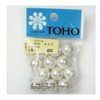 TOHO パールビーズ 白 丸 14mm 約12粒入 No.200