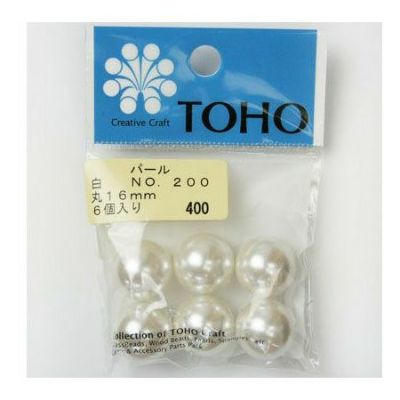 TOHO パールビーズ 白 丸 16mm 約6粒入 No.200
