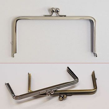 【片カン付】口金（がま口）差込タイプ（紙紐入）/W15.2xH9cm 角型（片カン付） シルバー