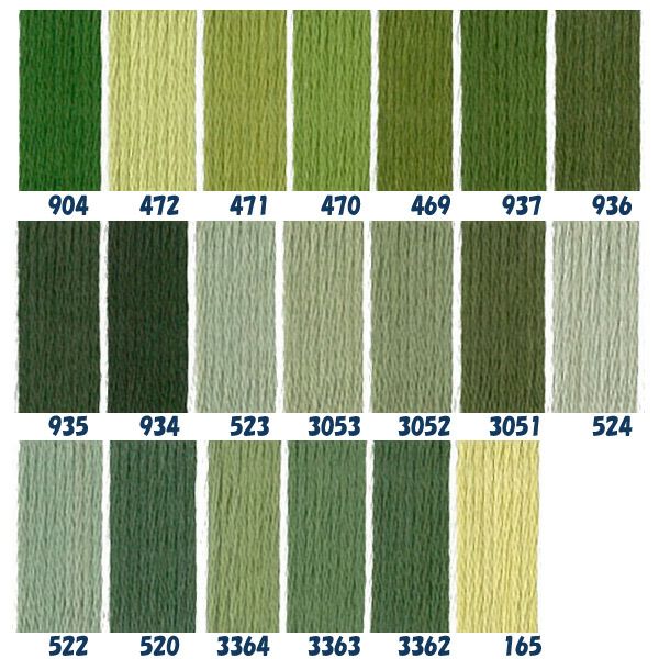 DMC 刺繍糸 刺しゅう糸 25番 8m Art117 緑系2