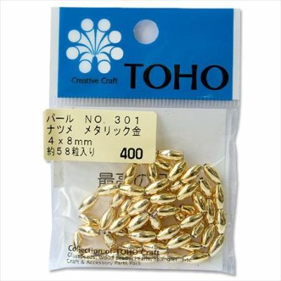 ビーズ パールビーズ TOHO ナツメ型パール メタリック金 4×8mm 約58粒入