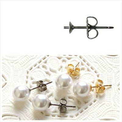 アクセサリー ピン付チタンピアス 全長13mm 5組入| つくる楽しみ ピアス金具、キャッチ