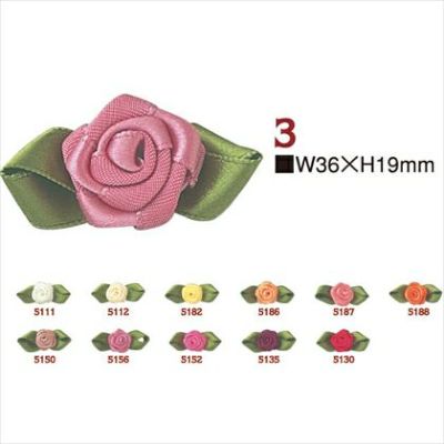 (お取り寄せ) リボンパーツ 花 リーフローズ W36×H19mm 4個入| つくる楽しみ