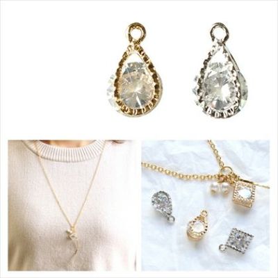 アクセサリー アクセサリーパーツ ジュエリークリップチャーム しずく型 W6×H14mm 2個入| つくる楽しみ