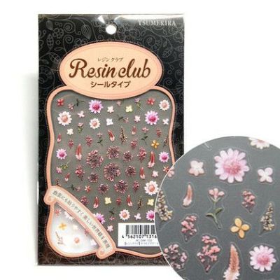 UVレジン用シールパーツ レジンクラブドライフラワー ピンク (両面) アクセサリー デコ素材| つくる楽しみ