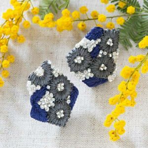 K.omonoさんのビーズ刺しゅうキット kakera earrings ブルー