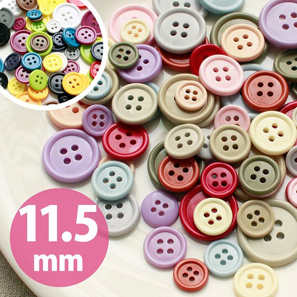 カラーボタン 11個入 アソートセット 直径約21mm ぼたん | 手芸材料の 