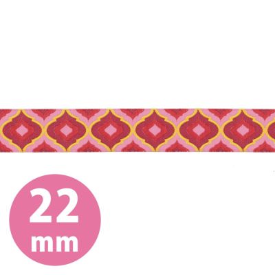 USAジャガード織リボン TULA PINK -チュラ・ピンク- 22mm巾 (50cm単位の切売り)