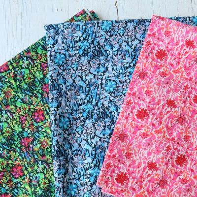 (最低単位30cm~10cm単位の切り売り)生地 輸入生地 絵具風 鳥・草花柄 USAプリント生地 BAUM バーム (最低単位30cm~10cm単位の切り売り)