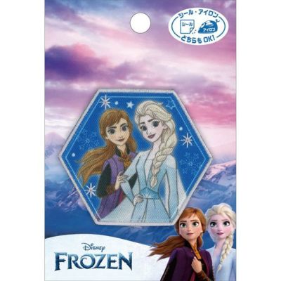 ワッペン アップリケ ディズニー アナと雪の女王 アナ ・ エルサ 横60mm×縦52mm シール ・ アイロン 両用接着 入園入学 パイオニア