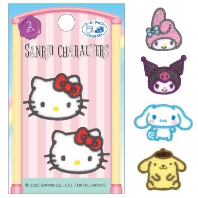 ワッペン アップリケ サンリオ ハローキティ マイメロディ クロミ シナモン ポムポムプリン 2枚入り シール ・ アイロン 両用 接着 入園入学 推し 推し活 パイオニア