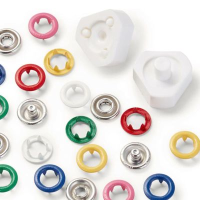 ボタン ぼたん スナップ スナップボタン JERSEY リングスナップセット ６色アソート スナップボタン φ8mm 60組入り コマ付き プリム