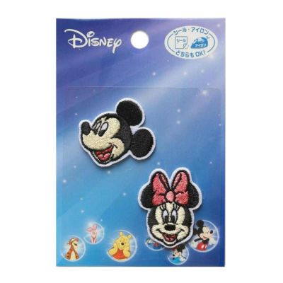 ワッペン ディズニー ディズニーキャラクター「ミッキー&ミニー」 1枚入ずつ シール・アイロン両用タイプ 入園入学 パイオニア