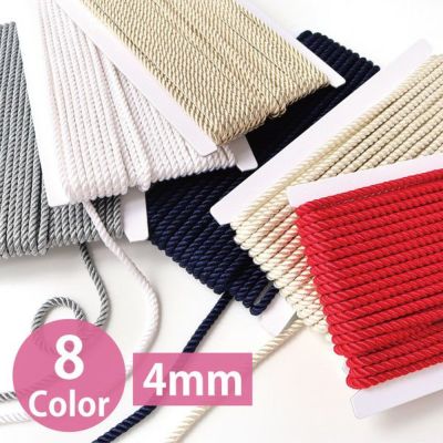レーヨンツイストコード 約4mm 15m巻 持ち手 アクセサリー 紐 ひも マクラメ コード パッチワーク テープコード
