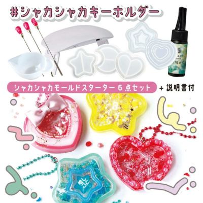 シャカシャカキーホルダーが作れる シャカシャカモールドスターター6点セット＋説明書つき セット レジン モールド