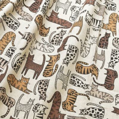 生地 輸入生地 ねこオックス生地デジタルプリントオランダ輸入140cm巾(最低単位30cm～10cm単位の切り売り)　いぬねこアイテム特集 ペット 動物 犬猫柄生地特集