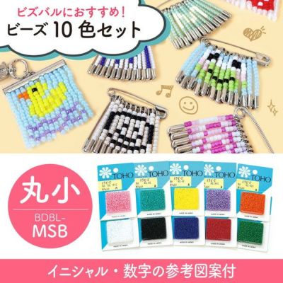 ビーズ ビーズセット ビズバルにおすすめ！ ビーズ10色セット 丸小 図案付き ビーズピン