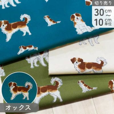 生地 オックスプリント 犬柄 コリー 巾約110cm 1m単位 (最低単位30cmから10cm単位) 犬猫柄生地特集