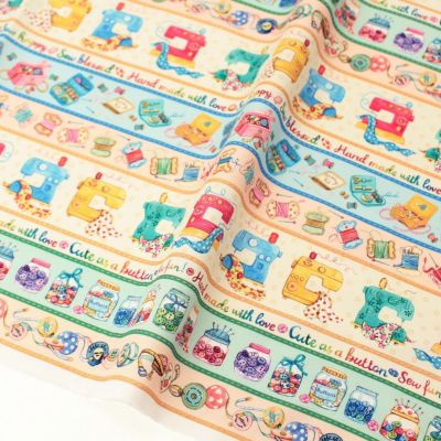 輸入生地 シーチングプリント生地 Colorful sewing ストライプ柄 Michael Miller マイケルミラー USA生地 巾約110cm (最低単位30cm~10cm単位の切り売り)