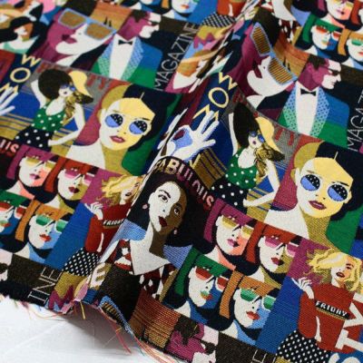 輸入生地 生地 サフェコ ジャガード生地 人物 顔 おしゃれ Jacquard ジャガード 生地 SAFECO from france 幅約140cm (最低単位30cm～10cm単位の切売り)