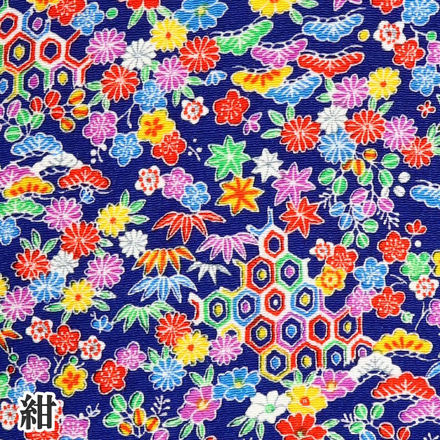 ちりめん カットクロス 生地 金彩 レーヨン100% 約23×33cm 松竹梅